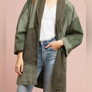 Hei Hei Anthropologie Patchwork Utility Jacket Green Oversized M/L